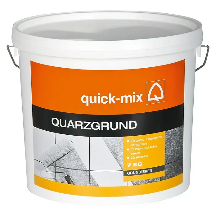 Quick-Mix Quarzgrund - 7 kg - Eimer Quarzgrundierung von Quick-Mix, geeignet für glatte Untergründe im Innen- und Außenbereich, lösemittelfrei, 7 kg.