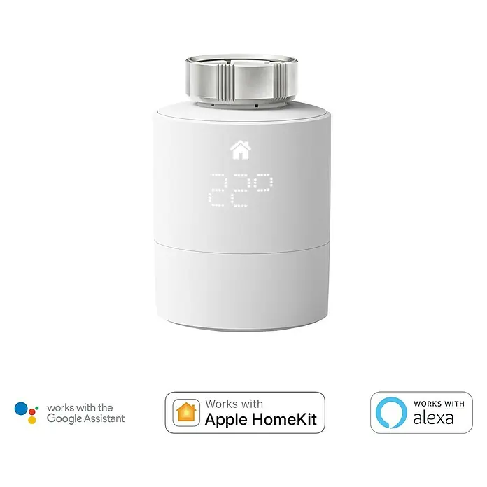 Tado Smartes Termostato de radiador Universal - M30 x 1,5 mm, Funciona con pilas - Termostato de radiador inteligente con pantalla digital, compatible con Google Assistant, Apple HomeKit y Alexa.