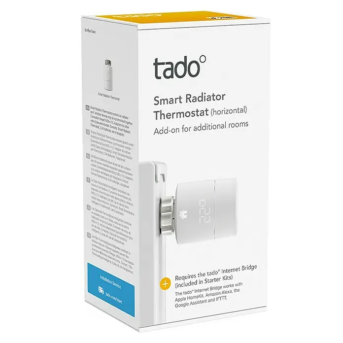Tado Smartes Termostato de radiador Universal - M30 x 1,5 mm, Funciona con pilas - Paquete del termostato inteligente para radiadores Tado (horizontal), un complemento inteligente para tu sistema de calefacción.
