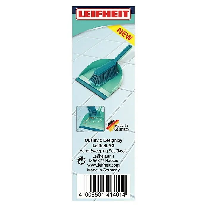 Leifheit Kehr-Set Classic - 2 -tlg., Material Borsten: Kunsthaar, Kunststoff - Abbildung eines Leifheit Handkehrsets Classic, hergestellt in Deutschland, ideal für die schnelle Reinigung im Haushalt.