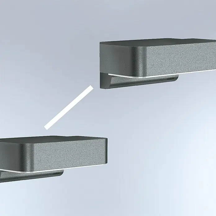 Steinel Aplique exterior LED con sensor L 800 SC - L x An x Al: 14,6 x 23 x 8,8 cm - Dos apliques de pared grises y modernos con un diseño minimalista e iluminación indirecta para un ambiente elegante.