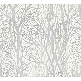 AS Creation New Life Flis tapeta (Bijelo-srebrne boje, Floral, 10,05 x 0,53 m)