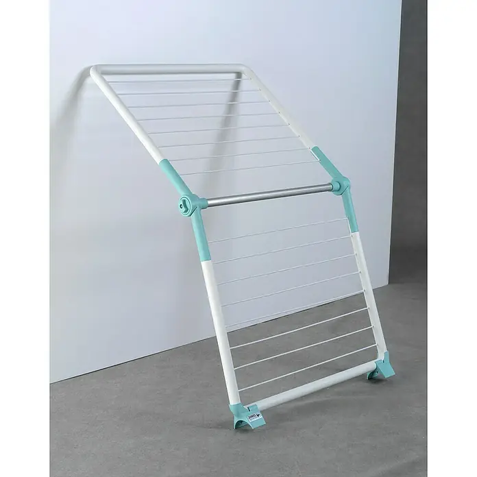 Juwel Stand-Wäscheständer SuperDry Wing - Länge Wäscheleine: 8,8 m, L x B x H: 103,1 x 60,1 x 7,1 cm, Weiß/Mint - Wäscheständer mit weißem Rahmen und mintgrünen Akzenten zum Trocknen von Kleidung. Praktisch und platzsparend.