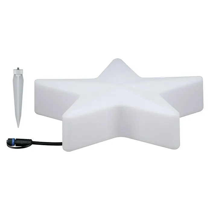 Paulmann Plug & Shine LED-Dekoleuchte Star - Weiß, L x B x H: 10 x 40 x 40 cm - Ein sternförmiges Dekolicht mit Erdspieß und Kabelanschluss, ideal für den Garten oder als stimmungsvolle Beleuchtung im Freien.