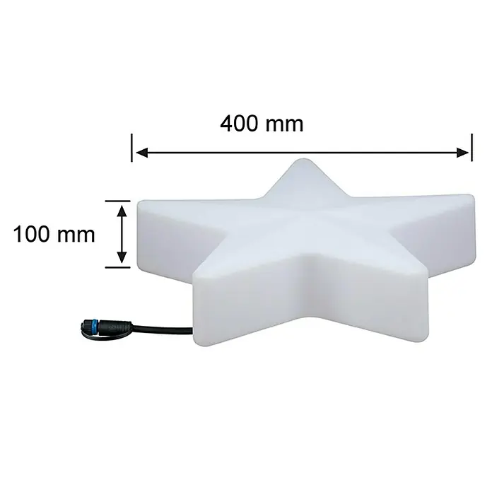 Paulmann Plug & Shine LED-Dekoleuchte Star - Weiß, L x B x H: 10 x 40 x 40 cm - Sternförmige Lampe mit den Maßen 400 mm Breite und 100 mm Höhe, ideal als Dekoration für verschiedene Anlässe.