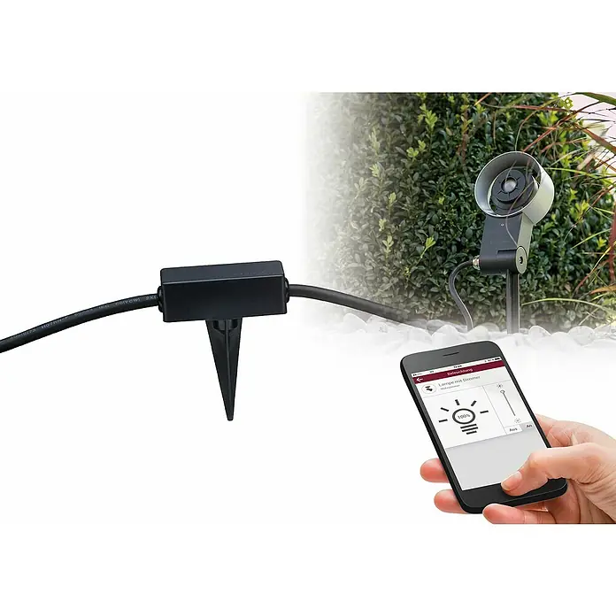 Paulmann Plug & Shine Dimm- & Schaltcontroller Smart - Max. Leistung: 75 W - Smarte Gartenbeleuchtung mit Erdspieß und Smartphone-Steuerung zur individuellen Anpassung der Lichtverhältnisse im Außenbereich.
