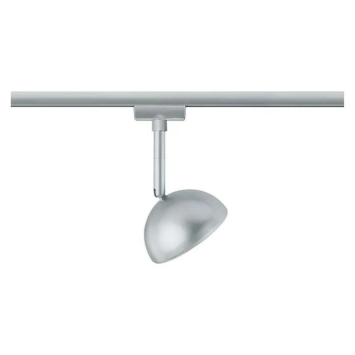 Paulmann URail Foco LED para riel Hemi - 5 W, Cromado mate, L x An x Al: 5,6 x 10 x 17 cm - Lámpara de carril plateada con cabeza redondeada, diseñada para iluminación dirigida en espacios modernos.