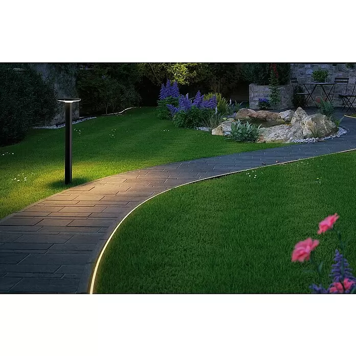 Paulmann Plug & Shine LED-Außenleuchte Plate - 6 W, Warmweiß, IP44, Farbtemperatur: 3.000 K - Stimmungsaufnahme