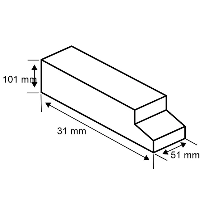 Paulmann Transformador LED - Negro - Un dibujo técnico de una pieza tridimensional escalonada con dimensiones en milímetros.