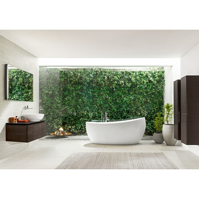 Villeroy & Boch Aveo New Generation Freistehende Badewanne190 x 95 cm, Mit Ab- & Überlaufgarnitur & Wassereinlauf, Quaryl, Weiß Mood Shot