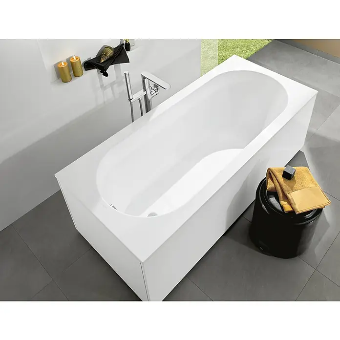 Villeroy & Boch Badewanne Oberon - 160 x 75 cm, Quaryl, Weiß - Elegante Badewanne in modernem Design. Die freistehende Badewanne besticht durch ihre schlichte Form und hochwertige Verarbeitung. Sie bietet entspannenden Komfort.