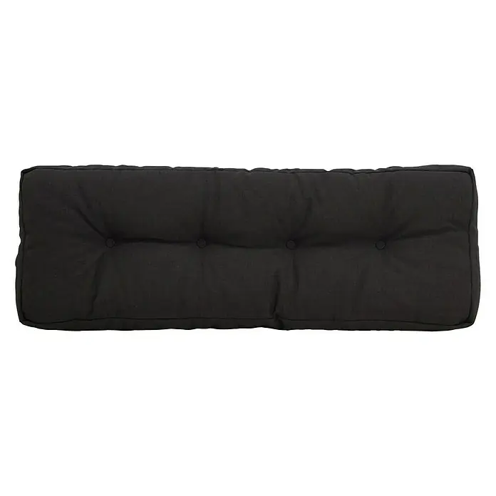 Rückenkissen - 120 x 40 cm, Anthrazit - Schwarzes Sitzkissen mit Knopfheftung für zusätzlichen Komfort und Stil. Ideal für Bänke oder als Bodenkissen.