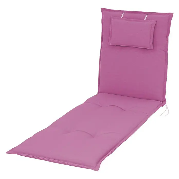 Sunfun Exclusive-Line Liegenauflage - Coral, L x B x H: 190 x 60 x 6 cm, Polyester, Liegenauflage - Rosafarbene Liegenauflage mit Kopfkissen und Befestigungsbändern. Ideal für entspannte Stunden im Garten oder auf der Terrasse.