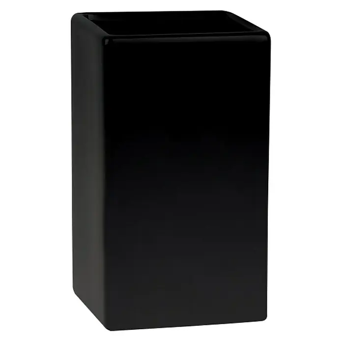 Spirella Portacepillos Quadro-matt - L x An x Al: 65 x 65 x 105 cm, Cerámica - Portalápices negro, cuadrado con acabado brillante. Perfecto para guardar bolígrafos y material de oficina con estilo en casa o en la oficina.