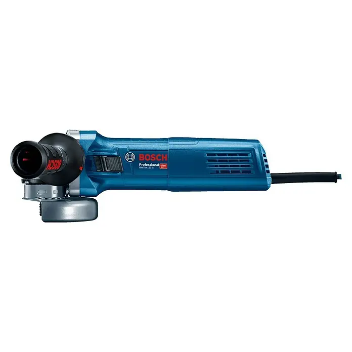 Bosch Professional Elektro-Winkelschleifer GWS 9-125 S - Durchmesser Scheibe: 125 mm, Leerlaufdrehzahl: 2.800 U/min - 11.000 U/min - Hier ist ein blauer Bosch GWS 9-125 S Winkelschleifer für professionelle Anwendungen, ein unverzichtbares Werkzeug für jede Werkstatt.