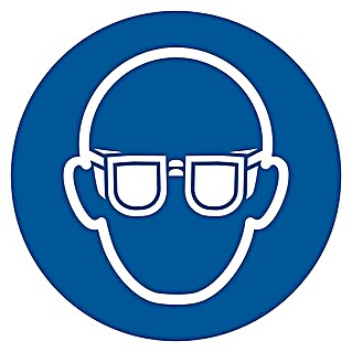 Pickup Señal de obligación (Diámetro: 180 mm, Uso obligatorio de gafas de seguridad, Azul/Blanco)