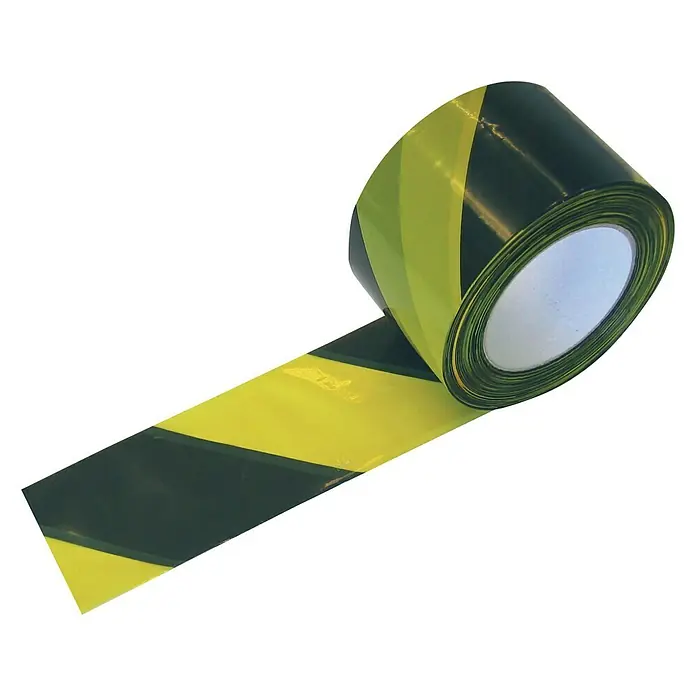 Pickup Cinta de señalización - L x An: 100 m x 5 cm, Amarillo/Negro - Rollo de cinta de barrera con rayas amarillas y negras. La cinta marca zonas peligrosas y obras.