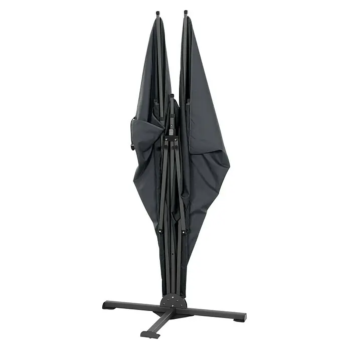 Siena Garden Sichtschutz Ben - 280 x 150 cm, Anthrazit - Geschlossener schwarzer Sonnenschirm mit Metallständer. Ideal für den Einsatz im Freien, bietet Schatten und Schutz vor der Sonne.