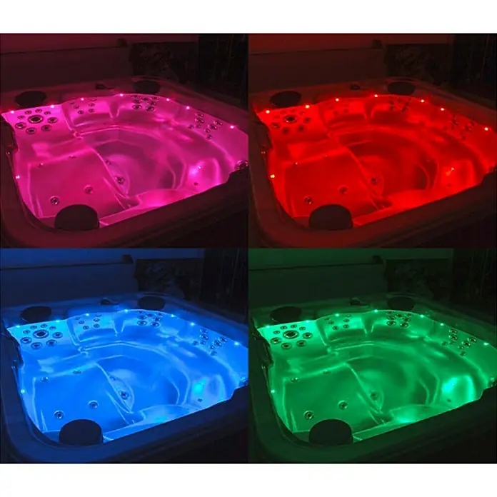 Camargue Außen-Whirlpool Mars - 213 x 160 x 75 cm, Grau/Weiß, Max. Personenzahl: 3 - Farbliches Whirlpool-Erlebnis. Entspannen Sie sich in diesem luxuriösen Whirlpool mit einstellbaren Farben für die perfekte Atmosphäre.