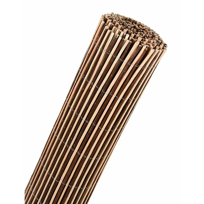 Faura Ocultación de mimbre Bicolor - L x Al: 3 x 2 m, Mimbre, Marrón - Una pantalla de privacidad enrollada hecha de madera y alambre, perfecta para jardines o balcones, que ofrece privacidad y protección naturales.