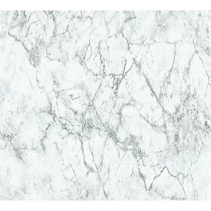 A.S. Création Elements Vliestapete Marmor - Weiß/Grau, Steinoptik, 10,05 x 0,53 m - Weiße Marmorstruktur mit subtilen grauen Äderungen.