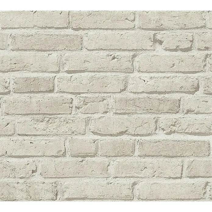 A.S. Création Elements Vliestapete Backsteinmauer II - Steingrau, Steinoptik, 10,05 x 0,53 m - Nahaufnahme einer weißen Backsteinmauer mit deutlicher Textur und hellen Fugen, ideal für Hintergründe und Texturen.