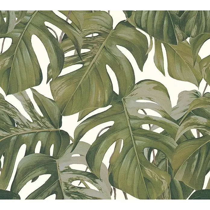 A.S. Création Michalsky Vliestapete - Grün, Floral, 10,05 x 0,53 m - Tropisches Monstera-Blattmuster.