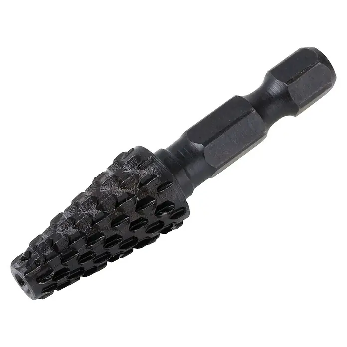 Wolfcraft Profilraspel - Konisch, Materialeignung: Metall - Kegelförmiger Fräsbohrer mit Sechskantschaft für Bohrmaschinen, ideal zum Bearbeiten von Holz und Kunststoff.