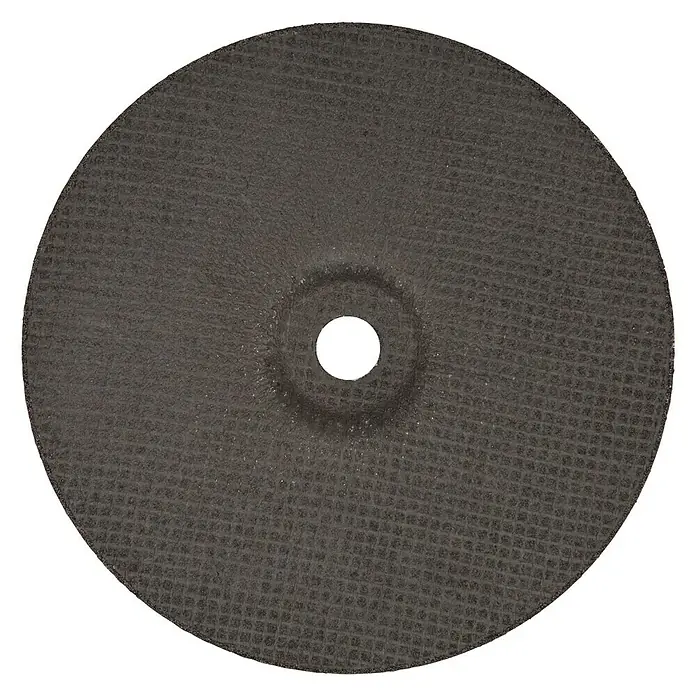 Wolfcraft Trennscheibe - 230 mm, 1 Stk., Geeignet für: Stein, Gekröpft - Abbildung einer Trennscheibe mit einem schwarzen Finish und einer zentrierten Bohrung.