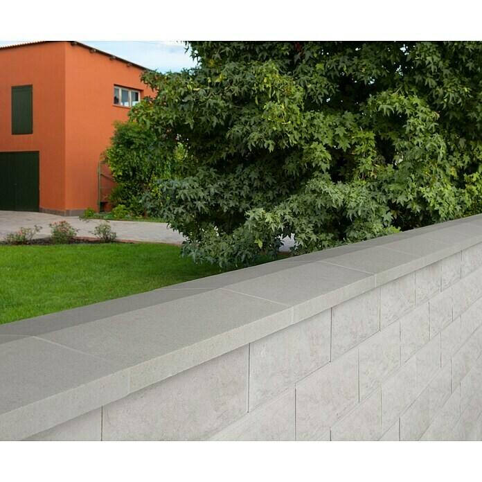 Mauerabdeckplatte Satteldach (Naturgrau, 50 x 30 cm, Beton)