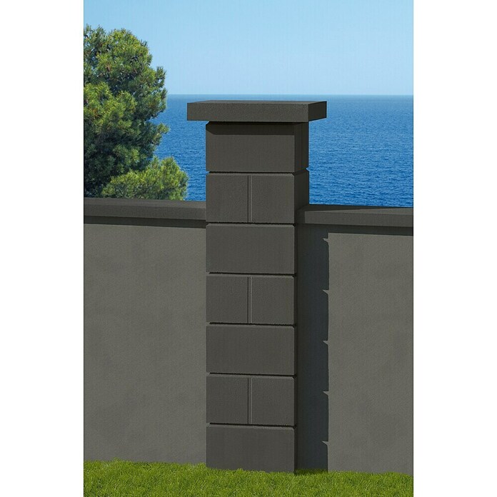 Pfeilerabdeckplatte (40 x 40 x 6 cm, Beton, Grau/Anthrazit)