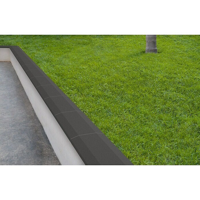 Mauerabdeckplatte Pyramidal (L x B: 50 x 25 cm, Anthrazit, Beton)