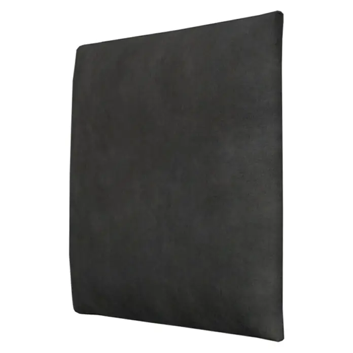 Fllow Set de paneles de pared acolchados Preston - 270 x 150 cm, Pizarra - Primer plano de un panel acústico negro y cuadrado diseñado para la absorción del sonido y la reducción de eco en varios espacios.