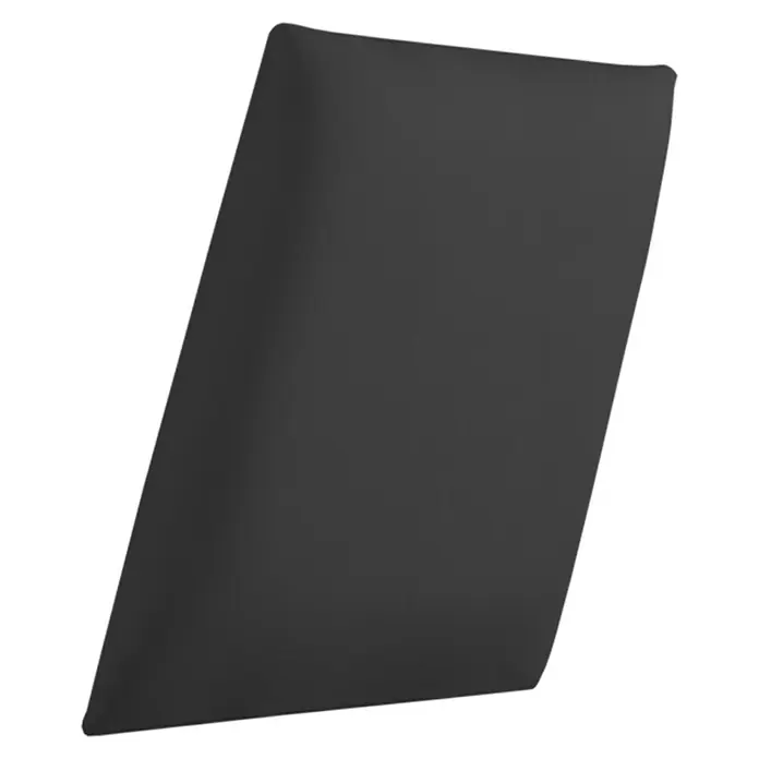 Fllow Panel de pared acolchado Velvet - Antracita, 45 x 30 cm, Características del diseño: Izquierda - Objeto negro e inclinado sobre un fondo oscuro. Imagen minimalista de un objeto brillante.
