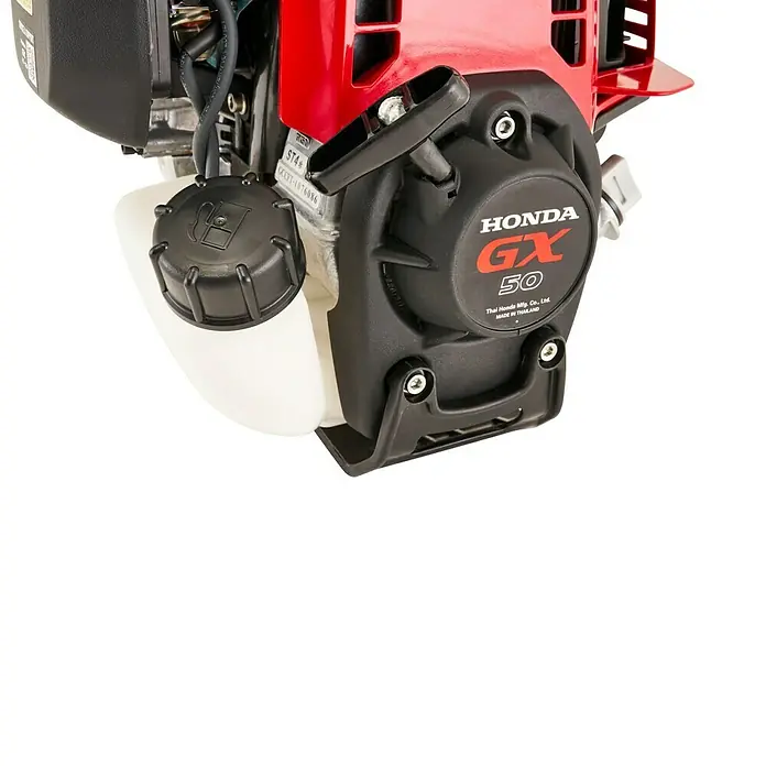 Alpina Desbrozadora de gasolina BC 450 HD - 1,4 kW, 47,9 cm³, Ancho de corte hilo: 45 cm, Ancho de corte cuchilla: 25,5 cm - Primer plano de un motor Honda GX50, conocido por su potencia y fiabilidad en equipos de jardinería.