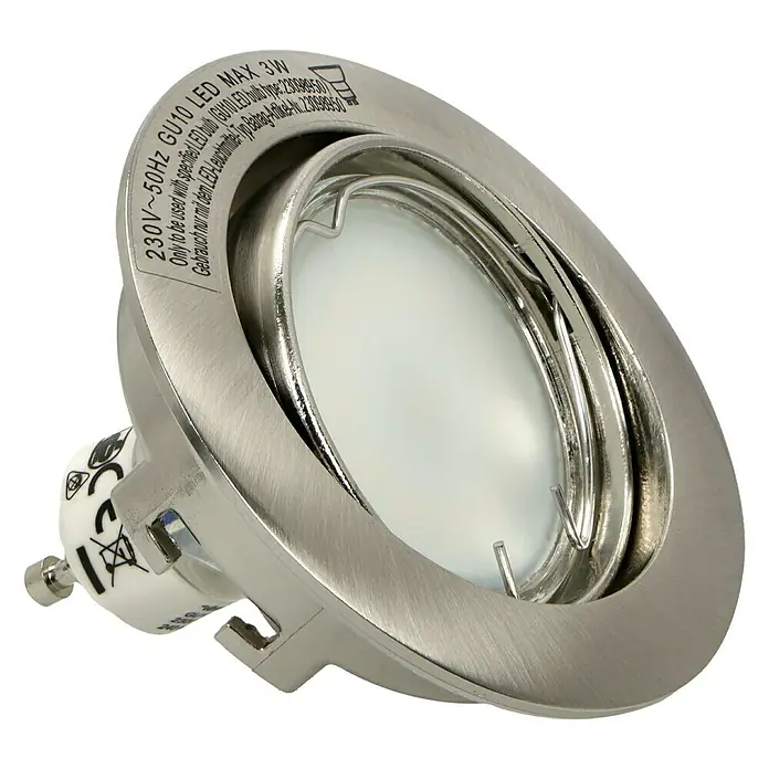 Tween Light LED-Einbauleuchten-Set - 9,6 W, Nickel matt, Warmweiß, IP44 - Nahaufnahme einer GU10 LED-Lampe mit maximal 3W, ideal für energieeffiziente Beleuchtung.