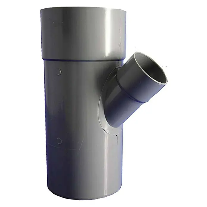 Tecnoagua Pieza T M-H reducida - Diámetro: 50 mm - Racor en Y de PVC gris para tuberías de aguas residuales, un componente esencial para instalaciones de fontanería.