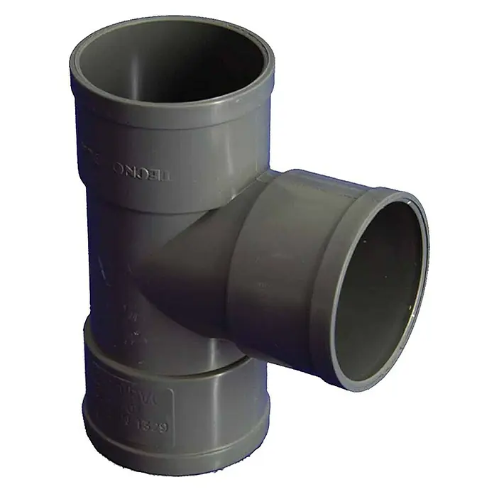 Tecnoagua Pieza T H-H - 32 mm, 87 ° - Racor en T de PVC gris para conectar tubos en sistemas de fontanería y riego. Robusto y duradero para diversas aplicaciones.
