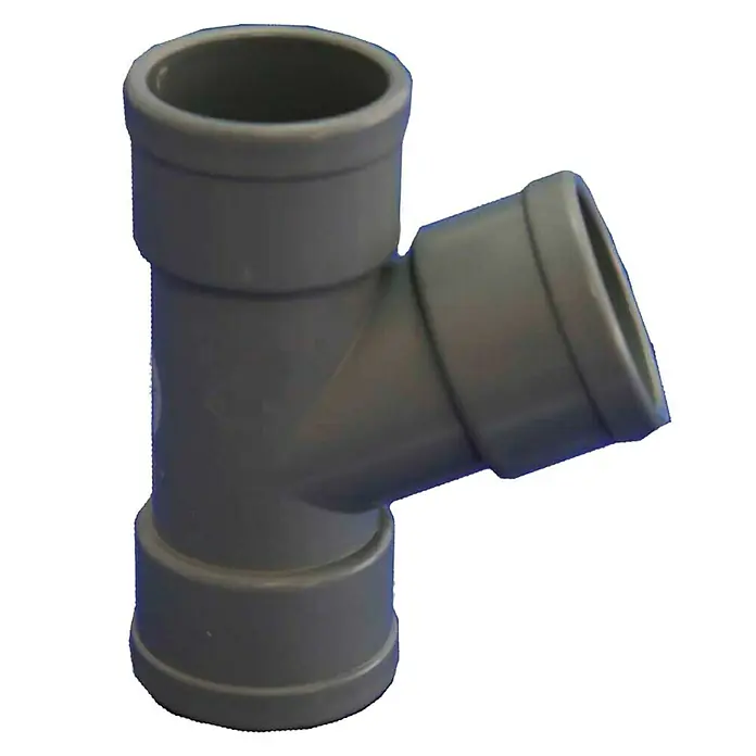 Tecnoagua Pieza T H-H - 32 mm, 67 ° - Conexión en T de PVC gris con tres aberturas para conectar tubos.