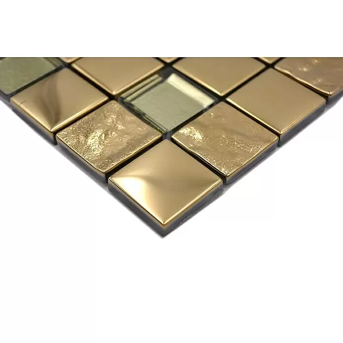 Mosaikfliese Quadrat Crystal XCM 32G03 - 30 x 30 cm, Gold, Glänzend - Detailaufnahme