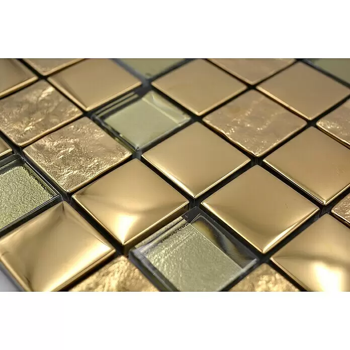 Mosaikfliese Quadrat Crystal XCM 32G03 - 30 x 30 cm, Gold, Glänzend - Detailaufnahme