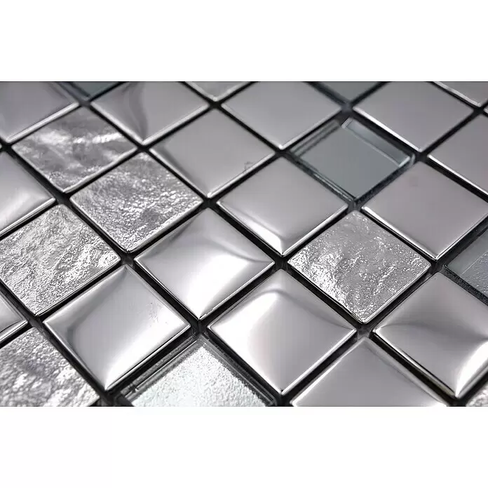 Mosaikfliese Quadrat Crystal XCM 32SB5 - 30 x 30 cm, Silber Metallic, Glänzend - Detailaufnahme