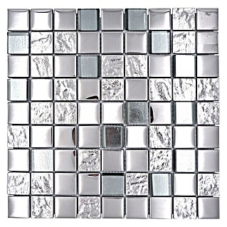 Mosaikfliese Quadrat Crystal XCM 32SB5 (30 x 30 cm, Silber Metallic, Glänzend)