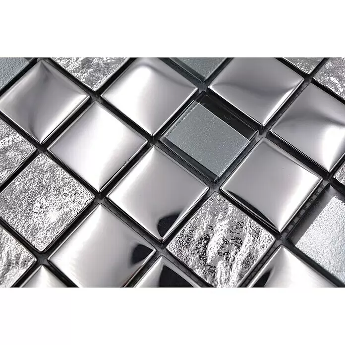 Mosaikfliese Quadrat Crystal XCM 32SB5 - 30 x 30 cm, Silber Metallic, Glänzend - Detailaufnahme