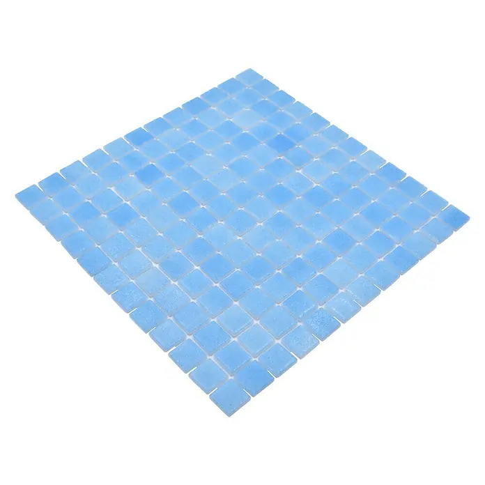 Mosaikfliese Eco Niebla VP501PAT - 31,6 x 31,6 cm, Blau/Türkis, Matt - Hellblaue quadratische Mosaikfliese für Badezimmer oder Küche.
