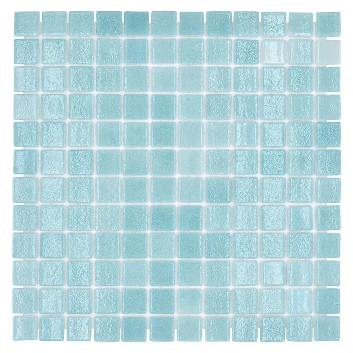 Mosaikfliese Eco Niebla VP503PUR - 31,6 x 31,6 cm, Karibikgrün, Glänzend - Quadratische, hellblaue Mosaikfliese mit glänzender Oberfläche, ideal für Badezimmer und Küchen.