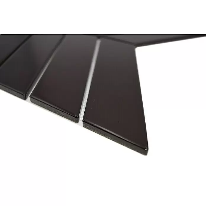 Mosaikfliese Chevron Uni CHEV 09 - 31,8 x 22,4 cm, Schwarz, Matt - Detailaufnahme