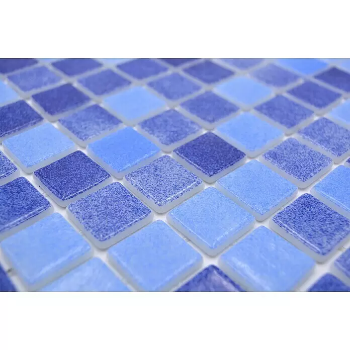 Mosaikfliese Eco Niebla Mix VP1158PAT - 31,6 x 31,6 cm, Blau, Matt - Detailaufnahme