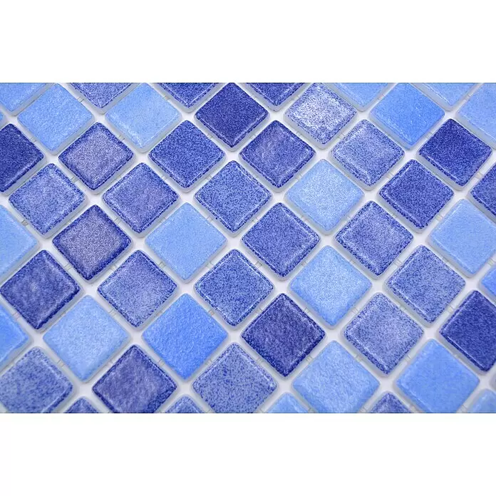 Mosaikfliese Eco Niebla Mix VP1158PAT - 31,6 x 31,6 cm, Blau, Matt - Detailaufnahme