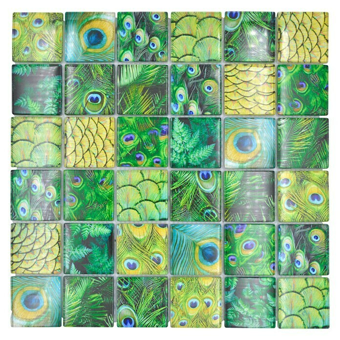 Mosaikfliese Crystal Wildlife XCM WL8829,8 x 29,8 cm, Grün, Glänzend View From Above